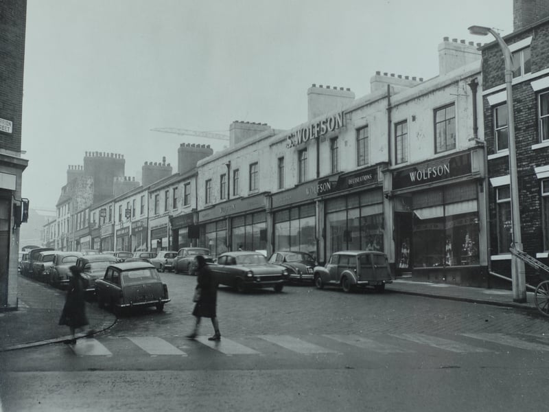 Wolfson and other shops on Merrion Street, Leeds, in February 1963