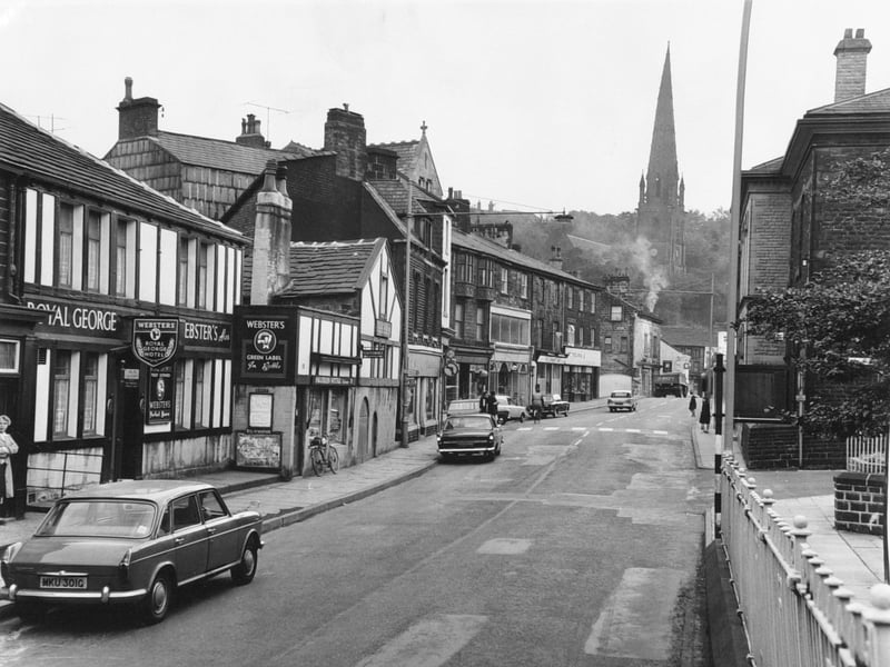 Shops in Todmorden, West Yorkshire, in October 1969