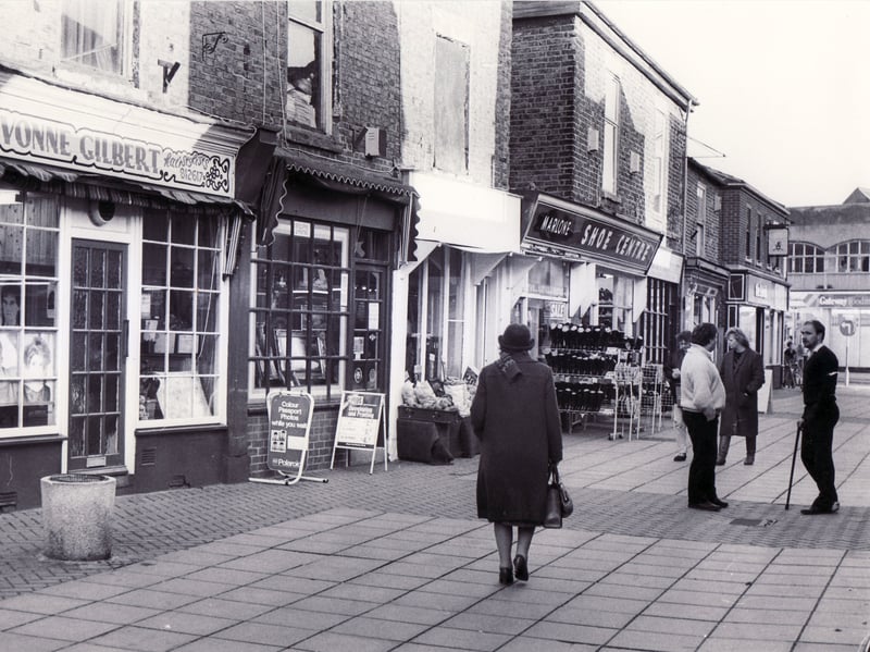 Shops in Thorne town centre, Doncaster, in January 1989