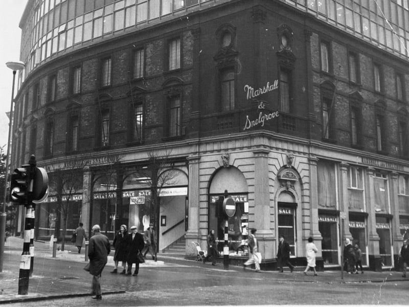The Marshall and Snelgrove store at the junction of Bond Street and Park Row, Leeds, in January 1971