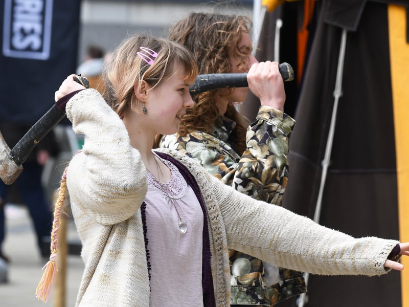 Visitors to the jousting can have a go at axe throwing in the courtyard at the Armouries