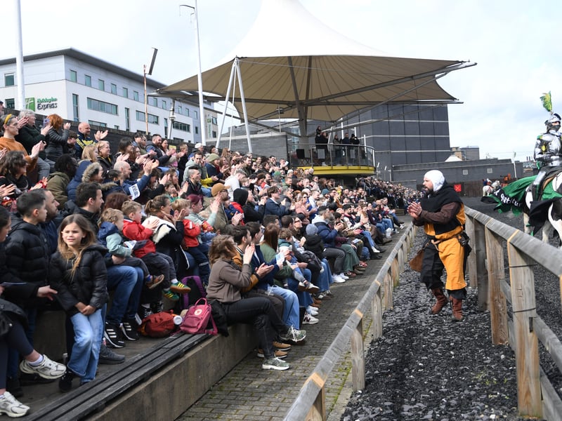 A sold-out Tilt Yard watches the  jousting tournament