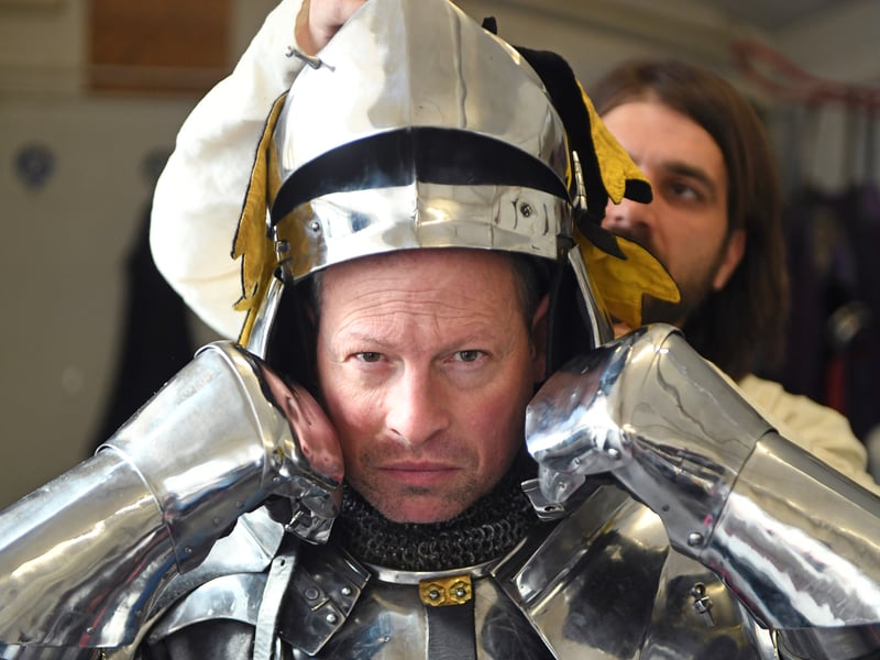 Jose Pedro Bernardes from Portugal prepares for the jousting tournament