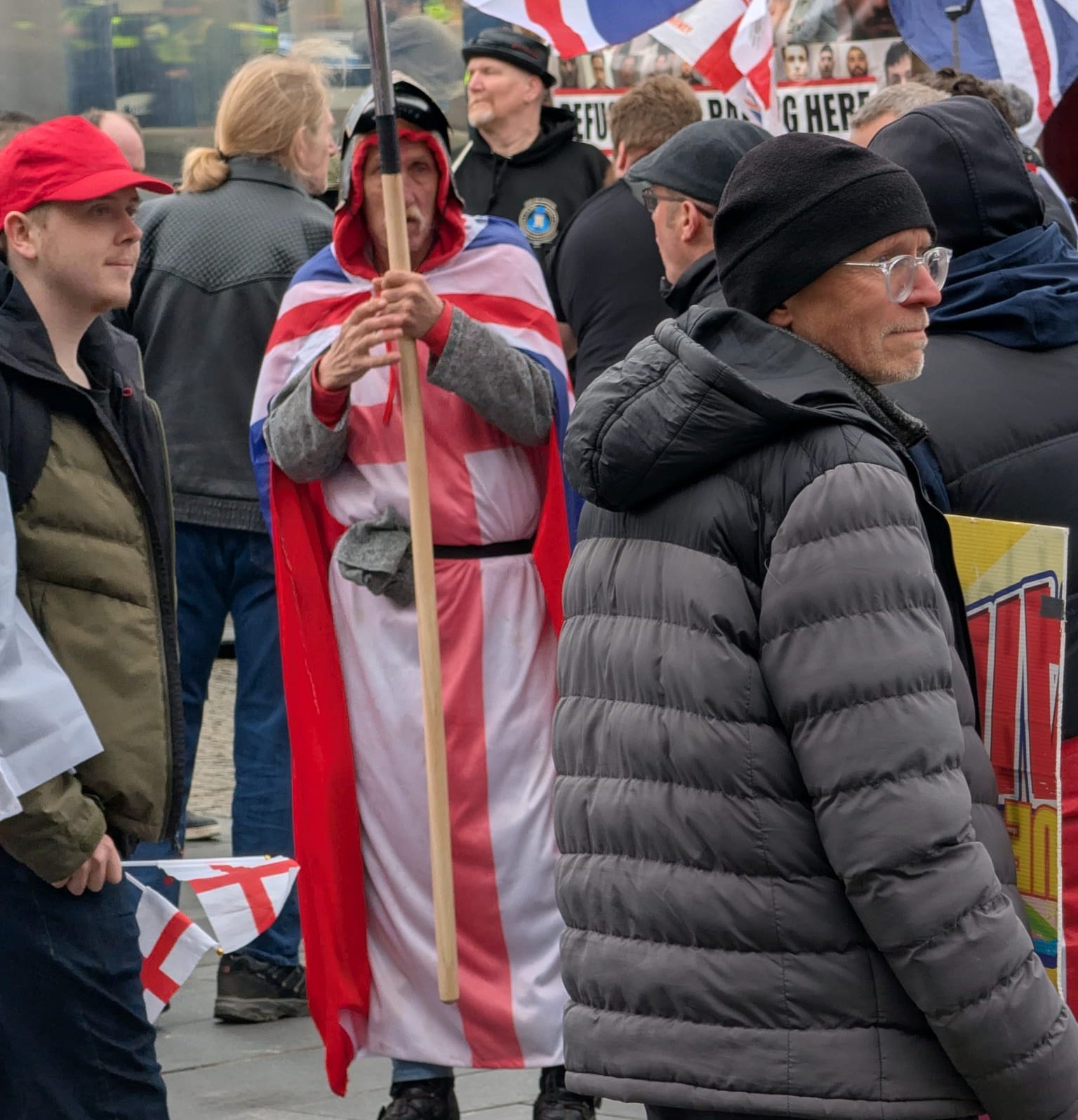 Crowds gather for Raise the Colours protest & counter-protest
