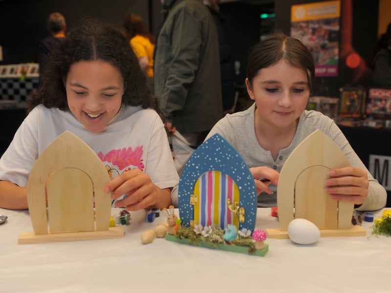 Hiranni Sinclair, 11, and Alessa Williams, 12, at the Easter workshop.