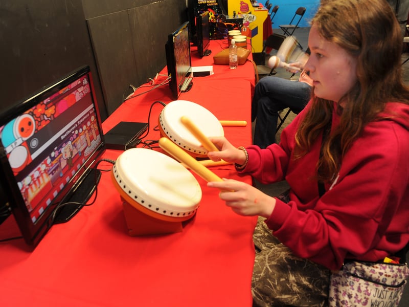 Heidi Ward, 12, of Birstall hitting the beat.