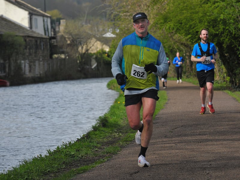 Former Leeds Rhinos and Great Britain forward Jamie Peacock by the canal in the half marathon.