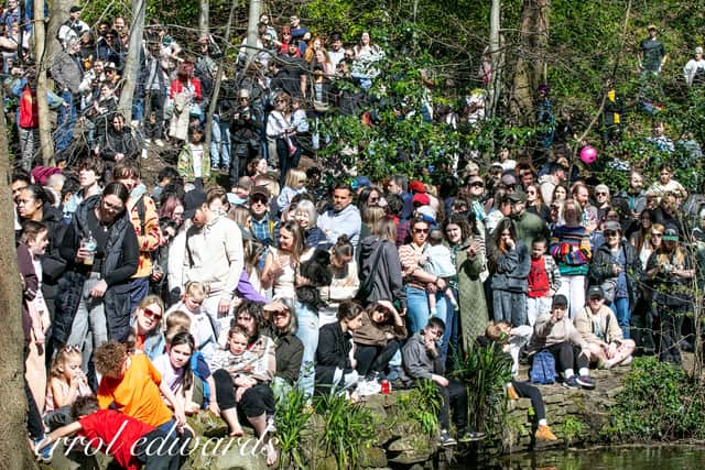 Families enjoying the day at the friends of Porter Valley Duck Race at Endcliffe Park