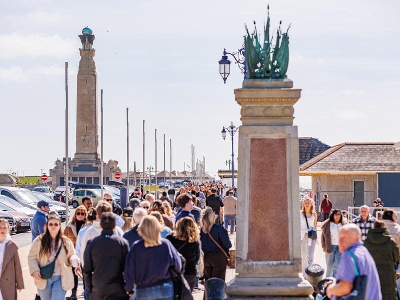 After a grey few days, crowds made the most of a bright Easter Monday on the newly opened promenade.