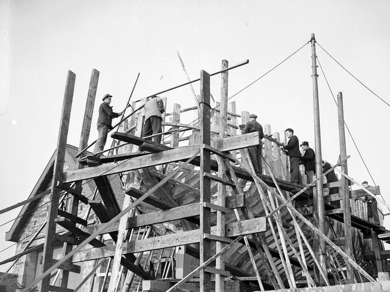 Boatbuilding at the Alex Aitkins Yard in Anstruther in February 1954.