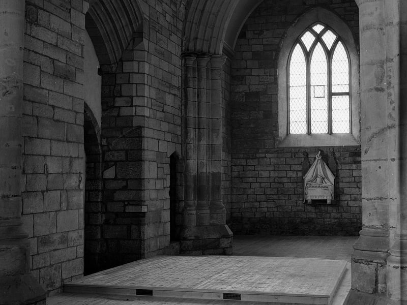 The restored archway in St Monans, or St Monance, Kirk in April 1960. The church was redicated in 1961 after a programme of works was carried out - including a new pulpit moved from the left of the chancel to the centre of the west wall.