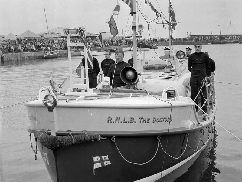 Anstruther lifeboat The Doctor is launched in July 1965.