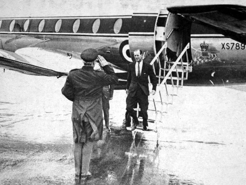 A nostalgia picture from RAF Shawbury, featured in the Shropshire Star on Monday, April 14, 1969, shows Prince Philip, Duke of Edinburgh, arriving in a Royal Flight Andover during heavy rain. After a brisk walk across the tarmac, he took to the skies once again, piloting a helicopter himself en route to Keele University. He was greeted at the airfield by Group Captain T H Blackham, Officer Commanding RAF Shawbury.