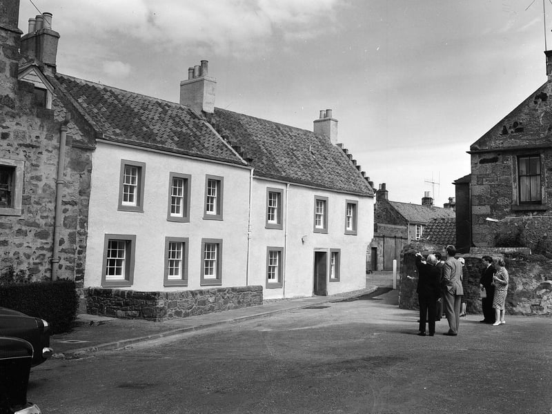 17th century houses at Crail that had been reconstructed by the National Trust for Scotland into one modern block in May 1961.