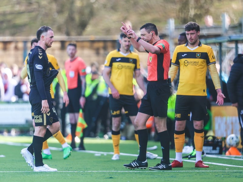The Birmingham City loanee is suspended this weekend after been given his marching orders in the dying embers of Hearts' 2-2 draw with Livingston.