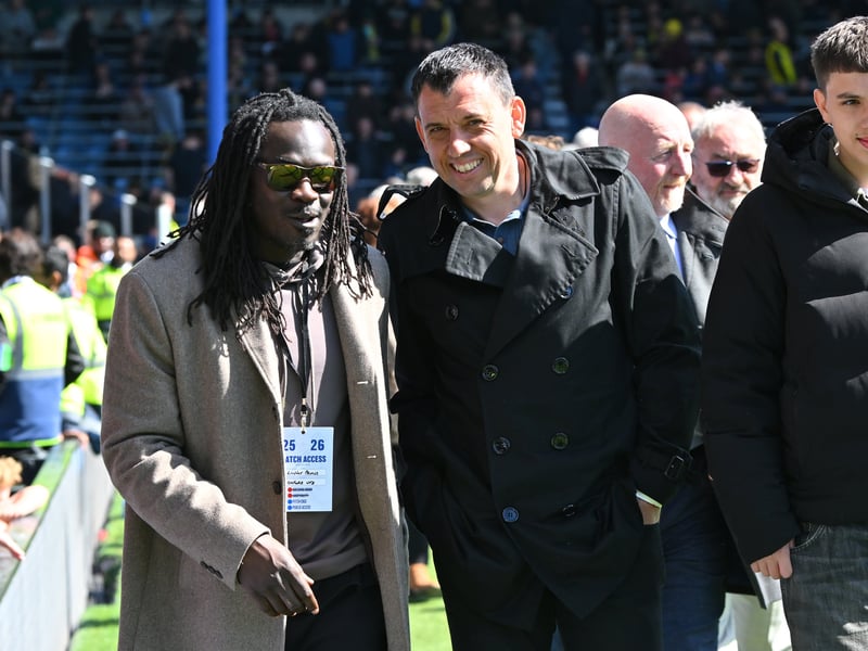 Linvoy Primus and Svetoslav Todorov at Pompey's Former Players' Day on Monday. Picture: Graham Hunt/ProSportsImages
