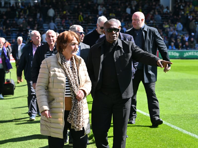 Brenda Harms and Vince Hilaire at Pompey's Former Players' Day on Monday. Picture: Graham Hunt/ProSportsImages