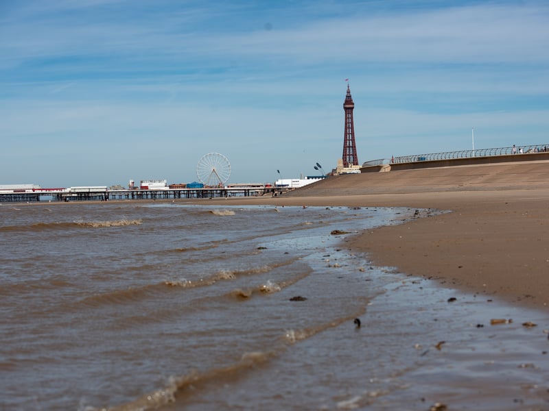 Blackpool beach as the tide comes in