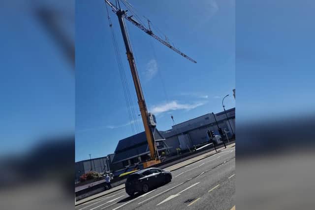 A crane on Arundel Gate, next to the Academy. Photo: Submitted.