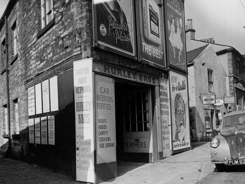 Premises of Hurley Brothers, motor car trimmers, at 39a Harrogate Road in September 1953.
