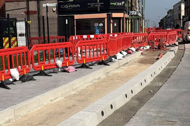 Two-mile segregated bike lane under construction on Attercliffe Road.