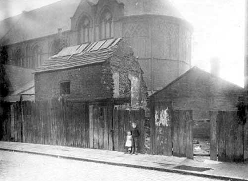 Rider Street in February 1922. In the background, St. Patricks Roman Catholic Church. Built to serve the needs of the growing Irish community in the area.