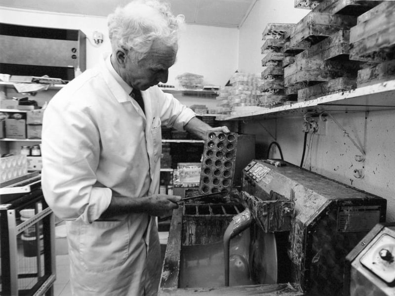 David Humphreys, chocolatier, at his shop in Ilkley in November 1991