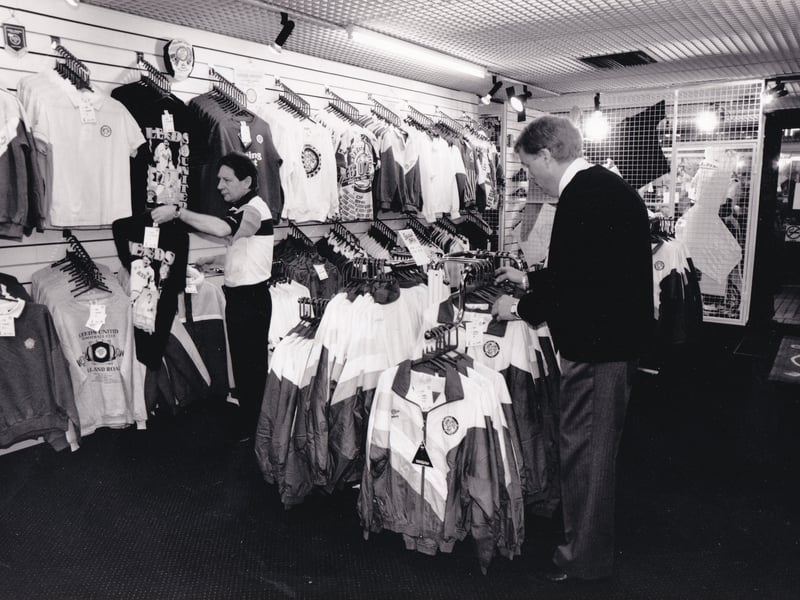 The new leisure and souvenir shop, Leeds United Collection, is opened by the club in December 1991 to cater for fans who found it difficult or inconvenient to get to the Elland Road shop or the Kop shop