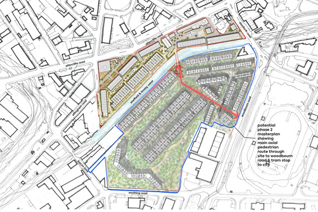 The new bike lane, on a now closed section of Effingham Road, and canal towpath are vital to the Attercliffe Waterside estate, developer Citu says.