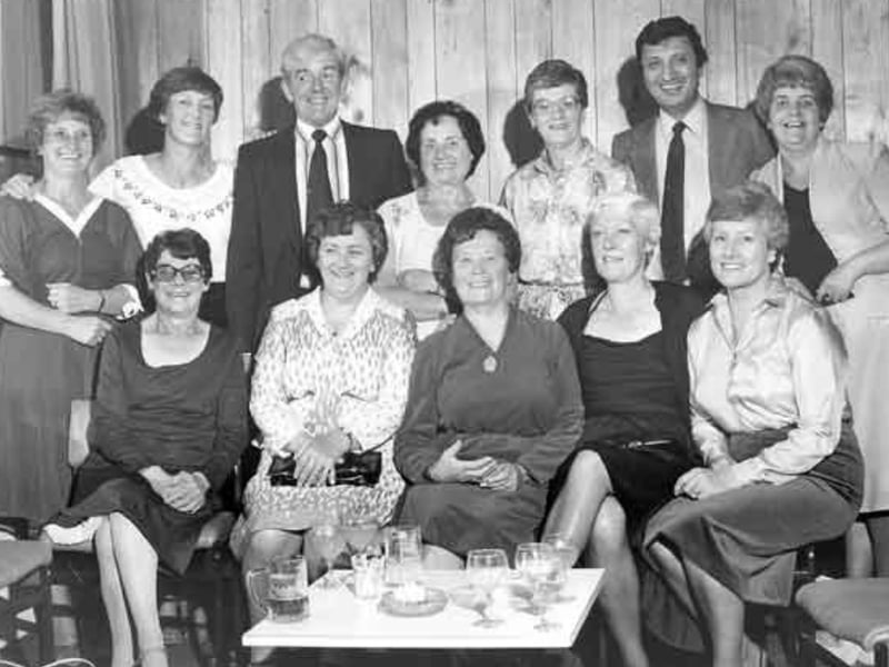 Staff from Batchelors Peas on the day of Joan Pearson's retirement, in around 1981. Joan Pearson, centre, had spent all her working life at Batchelors.