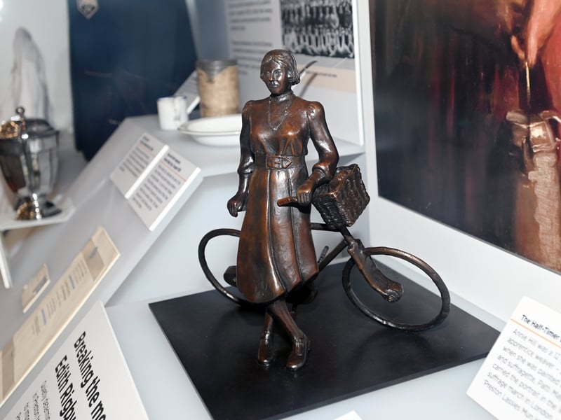 Figure of leading suffragette and women's rights campaigner Edith Rigby at The Harris.  