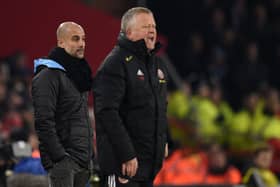 Sheffield United manager Chris Wilder stood next to former Manchester City manager Pep Guardiola at Bramall Lane. 