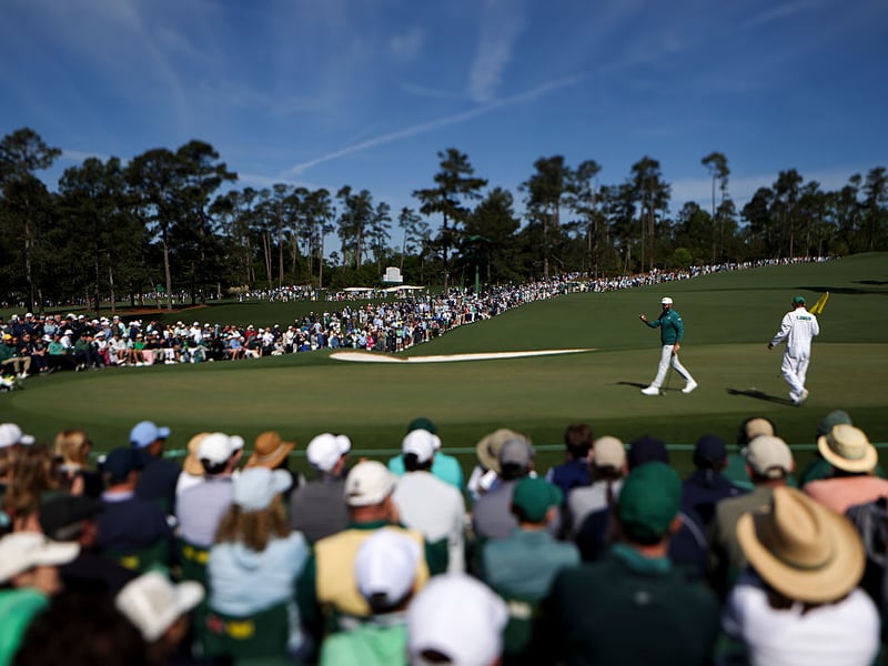 Dustin Johnson of the United States on the second green.