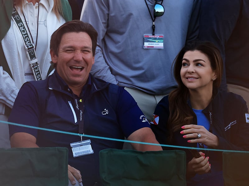  Florida Governor Ron Desantis and wife Casey Desantis in the grandstand.