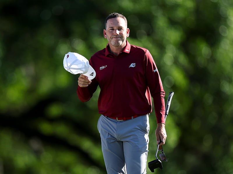 Sergio Garcia of Spain on the 18th green.