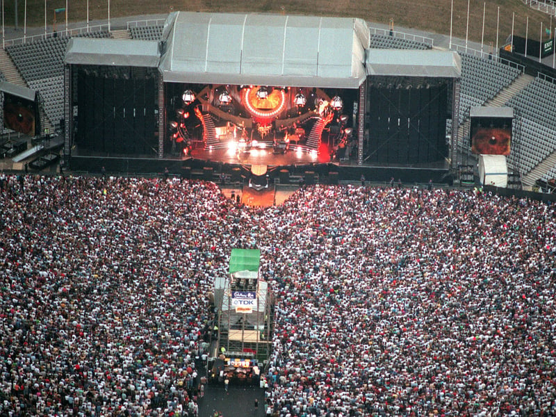 Tina Turner performs at a packed Don Valley Stadium in Sheffield in July 1996