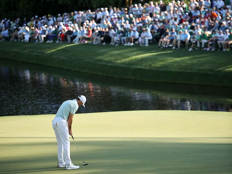 Jordan Spieth of the United States putts on the 16th green.