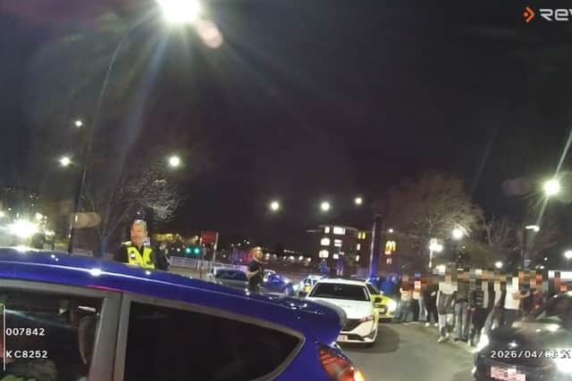 Police had objects thrown at them on April 6 when they tried to break-up a car meet near to Meadowhall.