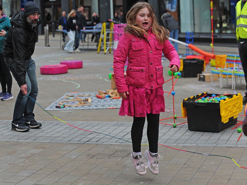 Nina White, seven, of Moortown tries skipping