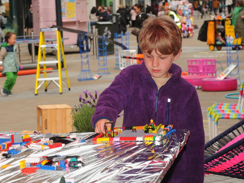 Frank Beattie-Adams, five, of Leeds gets creative with his Lego.