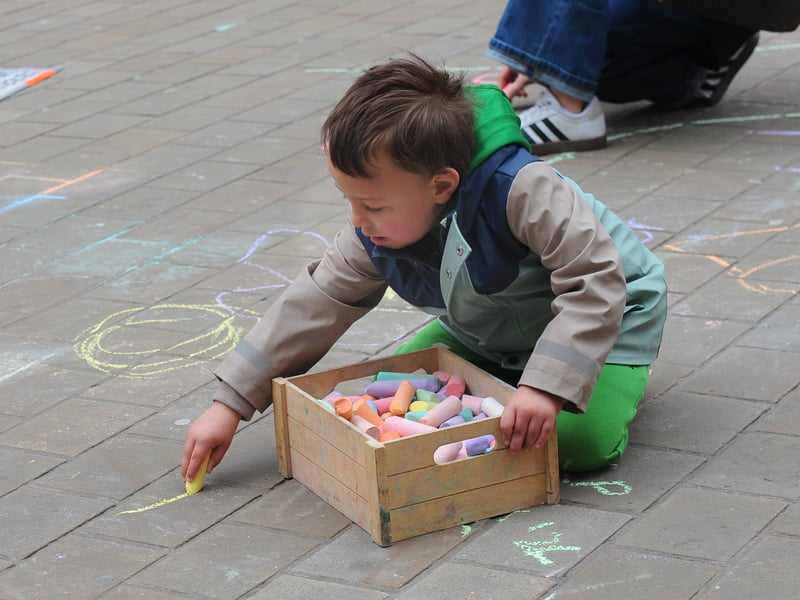 Pedro Gondim, five, of Selby with plenty of chalk to pick from.