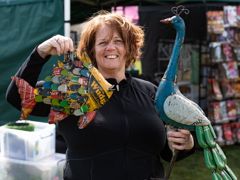 Susy Arman, of Little Brock Botanics in Garstang, with her recycled metal tealight holders.