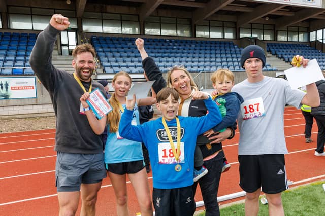 The military children’s charity Little Troopers organised a fun run day at HMS Temeraire to celebrate the month of the military child. Pictured: The Trerise family