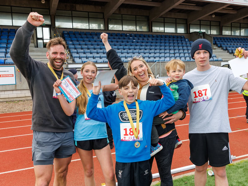 The military children’s charity Little Troopers organised a fun run day at HMS Temeraire to celebrate the month of the military child. Pictured: The Trerise family