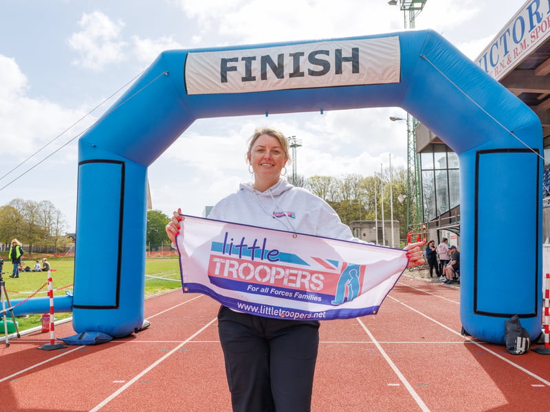 The military children’s charity Little Troopers organised a fun run day at HMS Temeraire to celebrate the month of the military child. Pictured: Charity founder Louise Fetigan