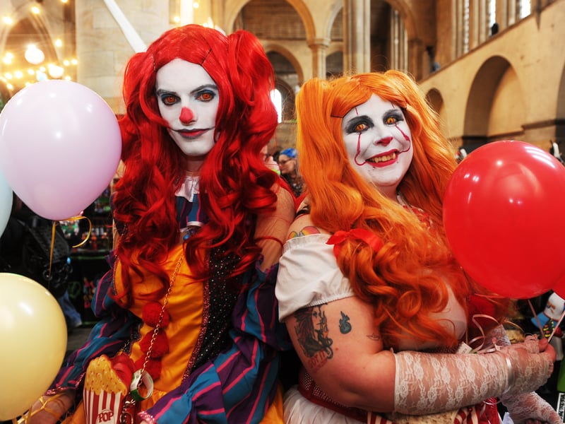 Chloe Kitson and TJ Sanders of Keighley as the character Pennywise from It.