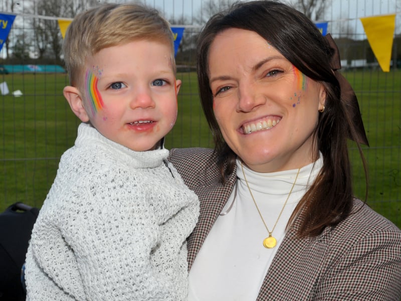 Face painting for mum Kirsty Hussey and Teddy aged two of Roundhay.