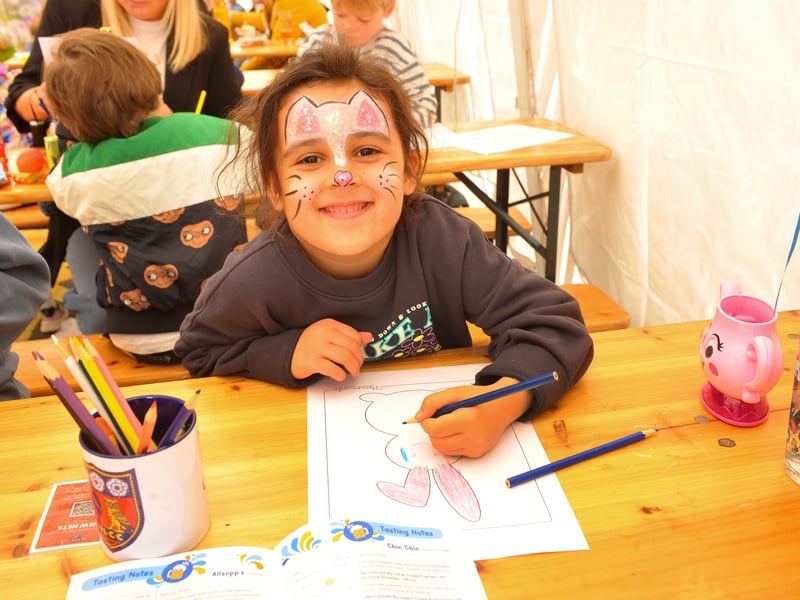 Five-year-old Astrid Carter in the children's tent.