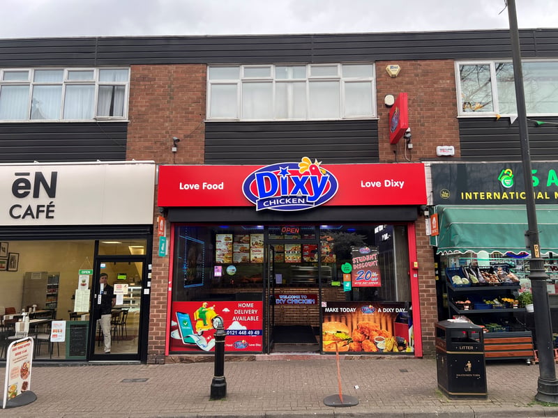 This extends to 860 sq ft on the ground floor and 408 sq ft on the first floor, is let to a business trading as Dixy Chicken on a ten-year term until December 2033.