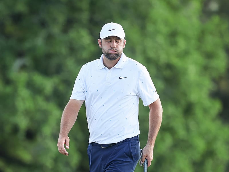 World number one Scottie Scheffler on the 18th green.